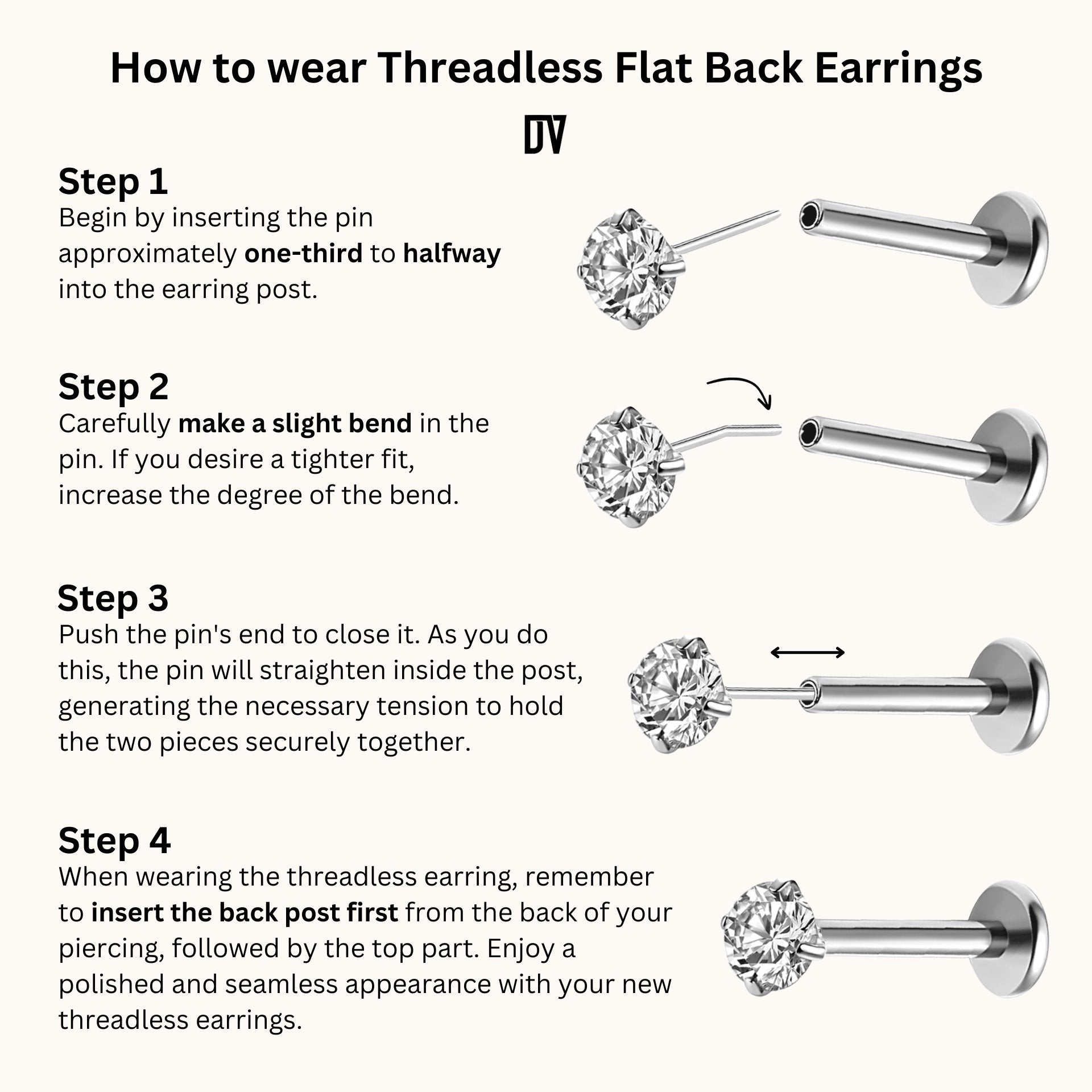 Petite Star Threadless Labret Titanium Flat Back Earring