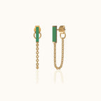 Jade Dangle Chain Stud Earrings