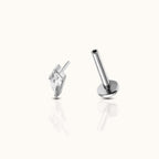 Kite Shaped CZ Threadless Labret Titanium Flat Back Earring
