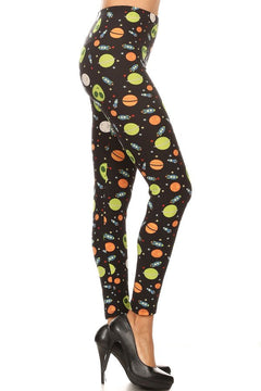 Alien Print Ankle One Size Leggings