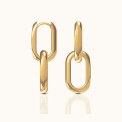 Large Paperclip Link Chain Dangle Hoop Earrings