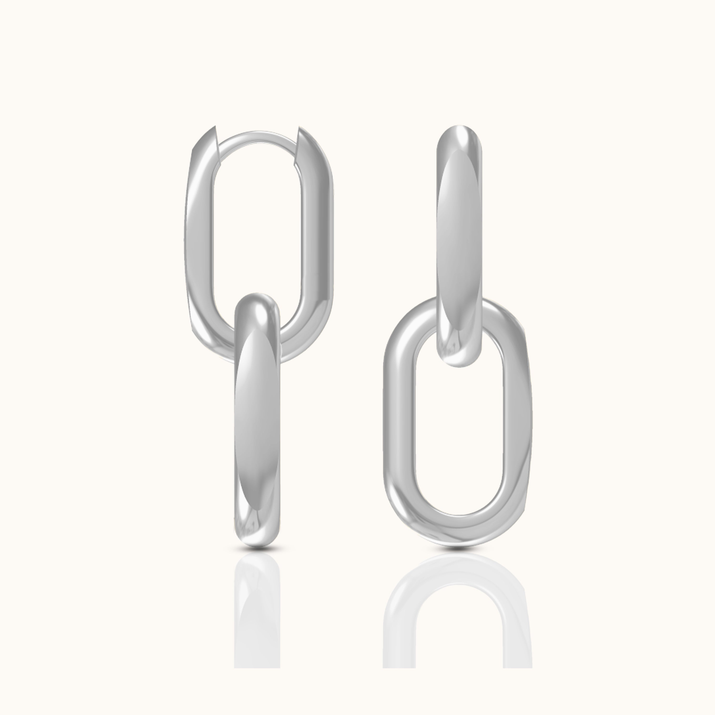 Large Paperclip Link Chain Dangle Hoop Earrings