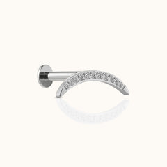 Large Moon Crescent Threadless Labret Titanium Flat Back Earring