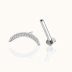 Large Moon Crescent Threadless Labret Titanium Flat Back Earring