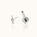 Lightning Bolt Shaped Threadless Labret Titanium Flat Back Earring