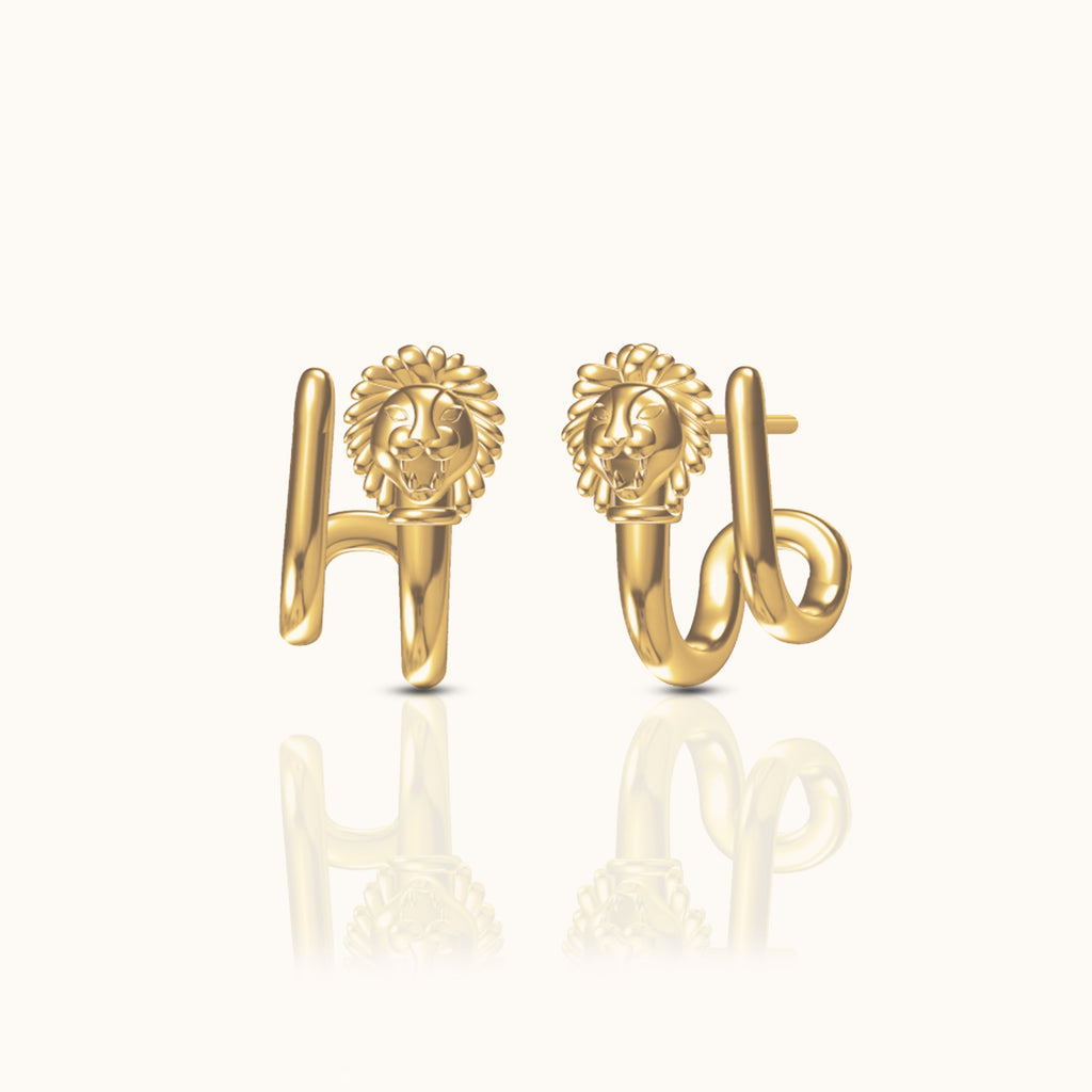 Lion Head Byzantine Stud Earrings