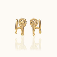 Lion Head Byzantine Stud Earrings