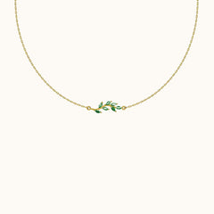 Green CZ Leaves Necklace