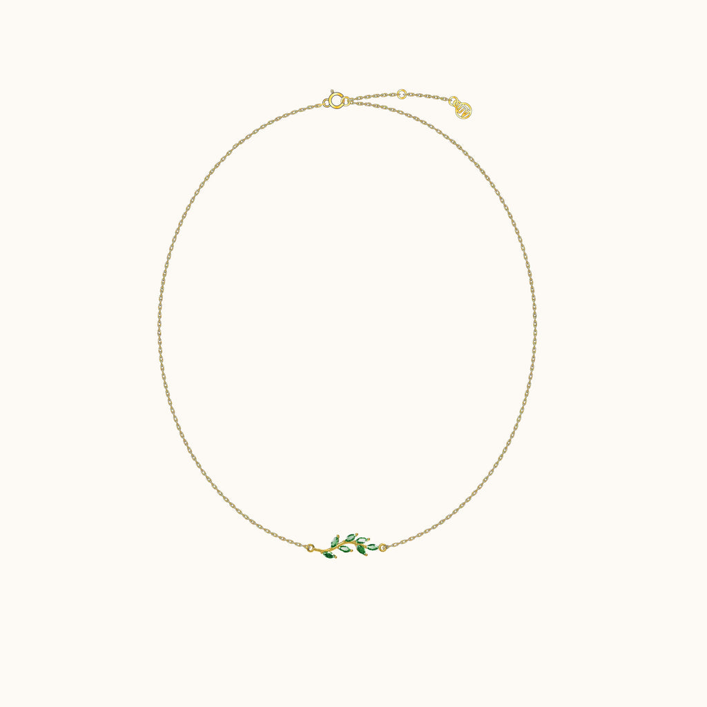 Green CZ Leaves Necklace