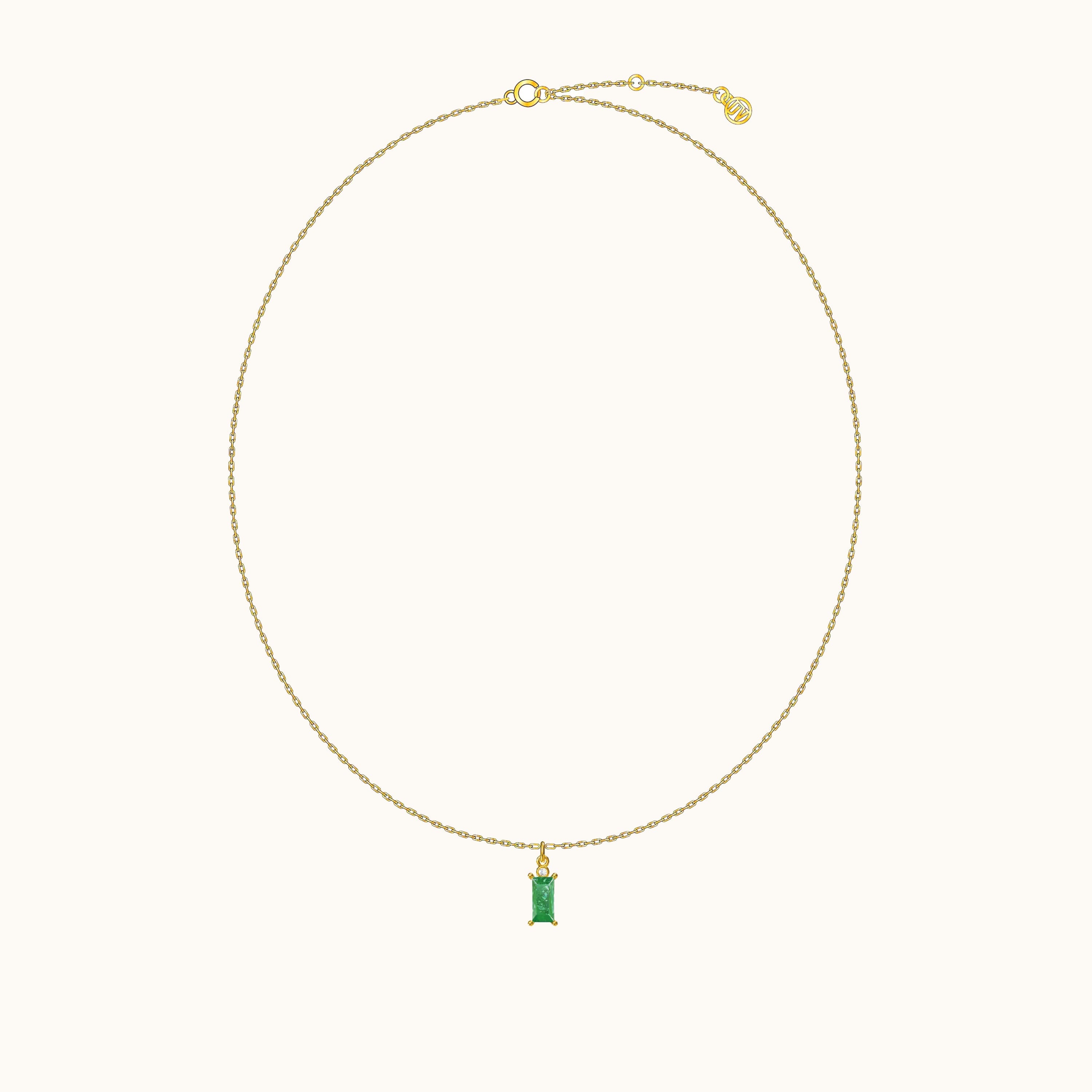 Sage Green Rectangle Gem Necklace