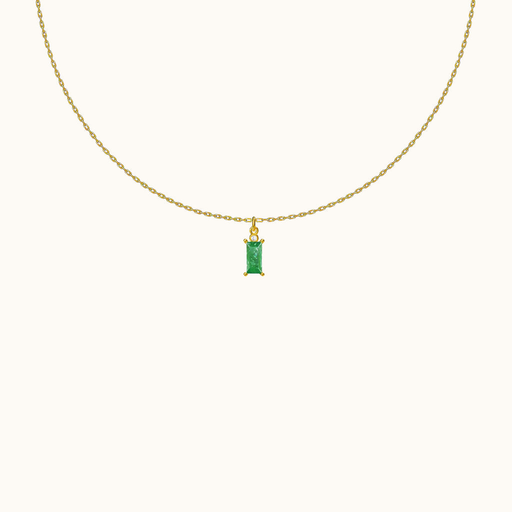 Sage Green Rectangle Gem Necklace