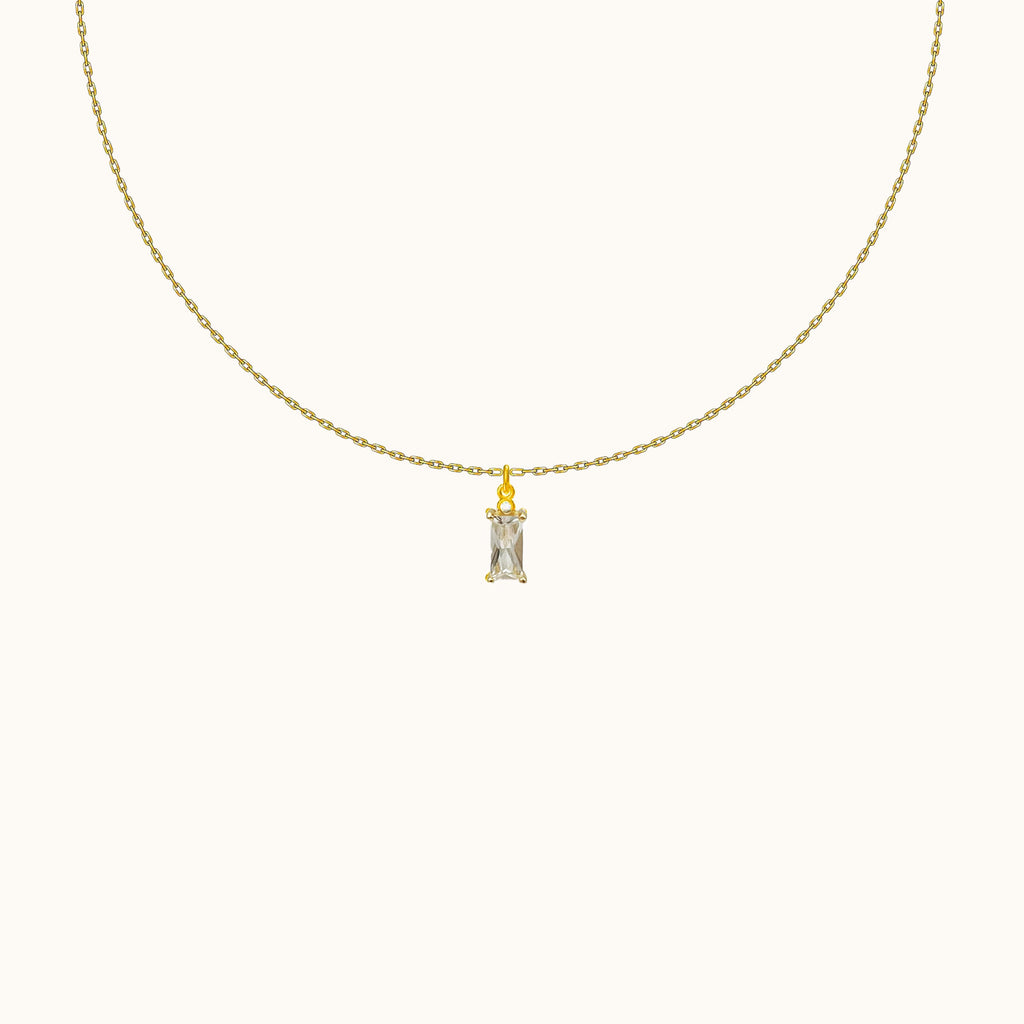 White Rectangle Gem Necklace
