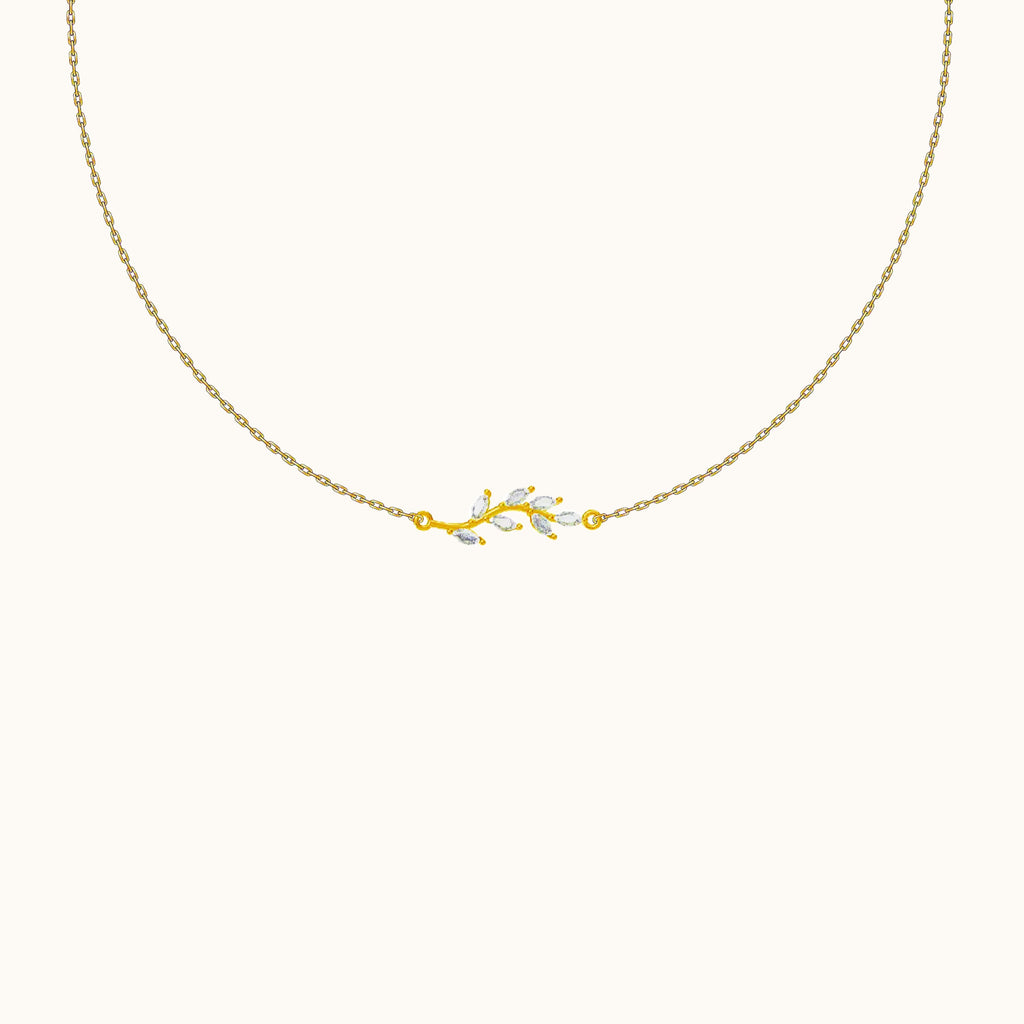 White CZ Leaves Necklace
