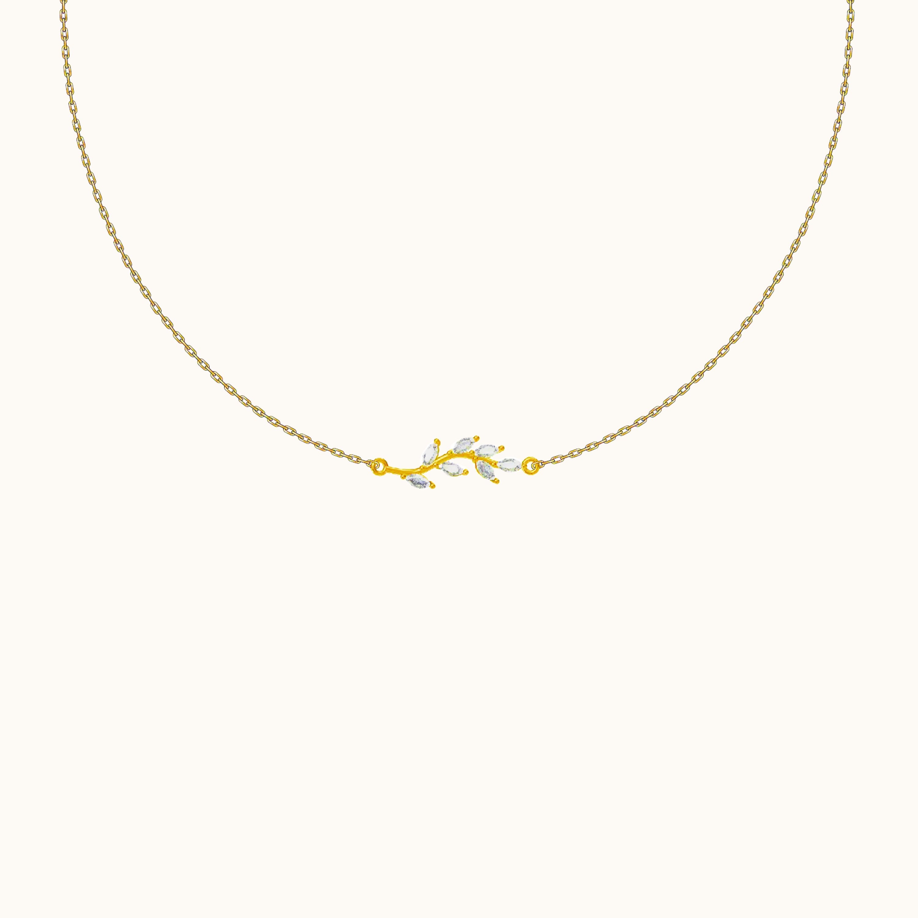 White CZ Leaves Necklace