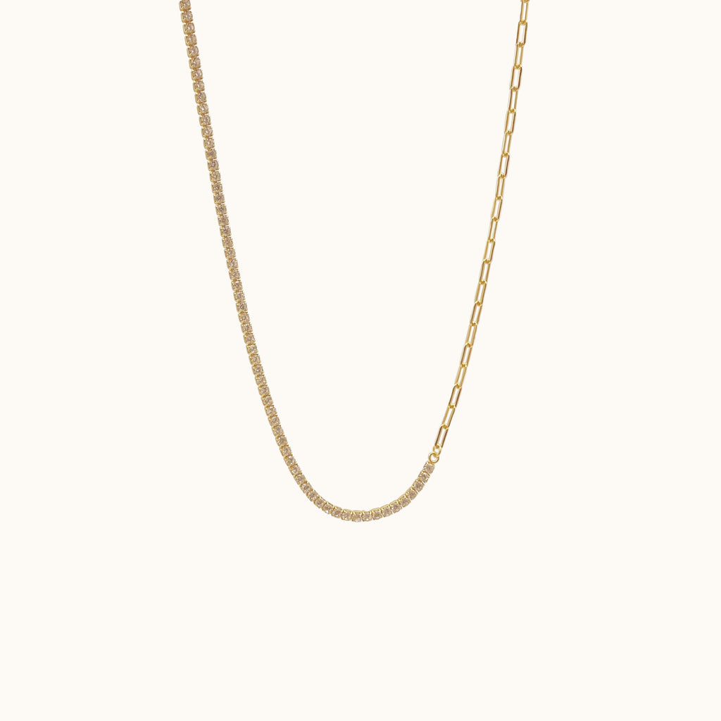 Paperclip Link and CZ Chain Necklace