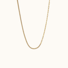 Paperclip Link and CZ Chain Necklace