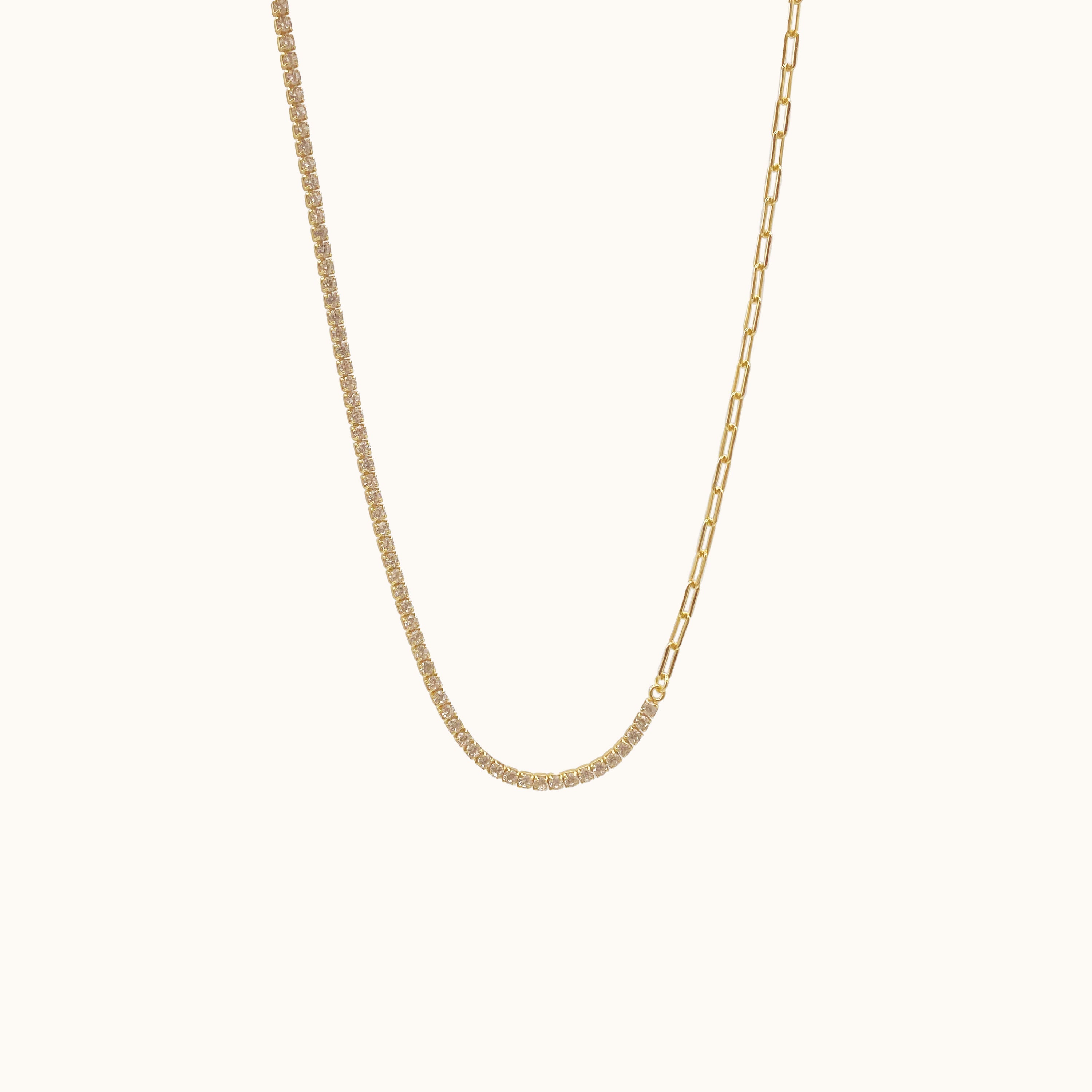 Paperclip Link and CZ Chain Necklace
