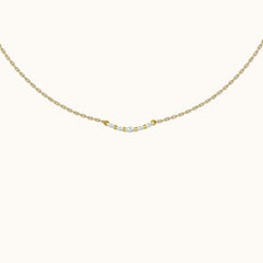 Dainty CZ Pave Smiley Bar Necklace