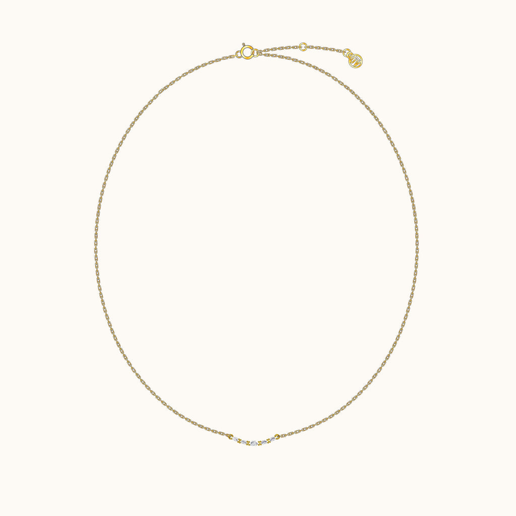 Dainty CZ Pave Smiley Bar Necklace