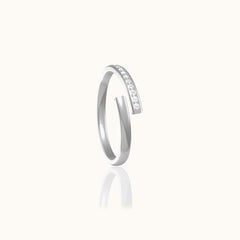 Overlap CZ Titanium Band Ring