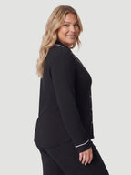 Black Oversized Jersey Piping Detail Long PJ Set
