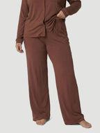 Brown Oversized Jersey Pocket Detail Long PJ Set