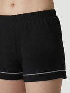 Black Oversized Jersey Piping Detail Short PJ Set