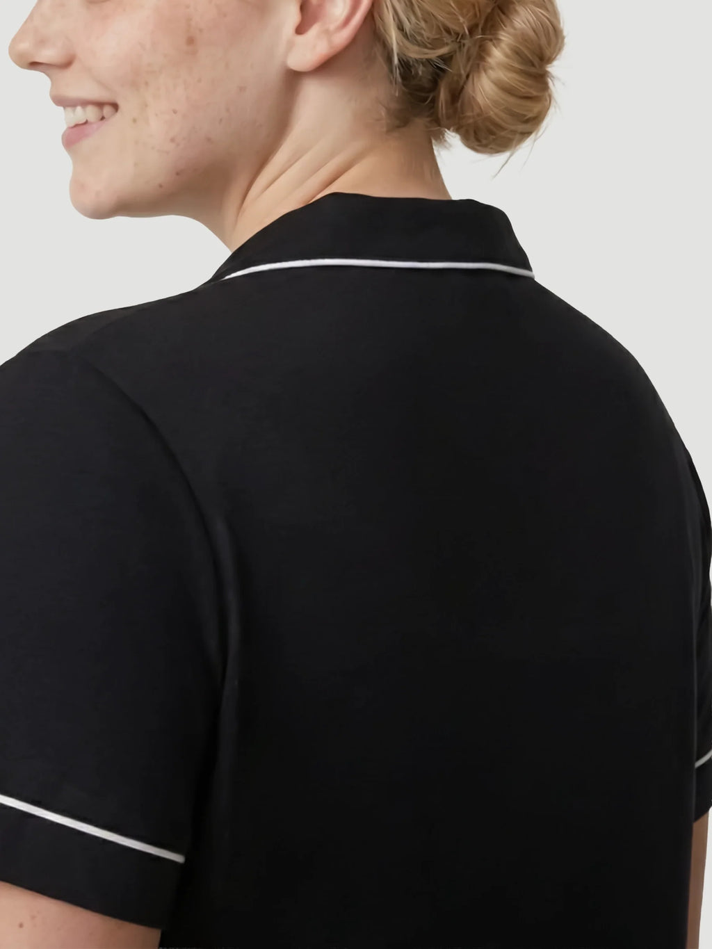 Black Oversized Jersey Piping Detail Short PJ Set