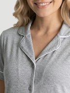 Marl Grey Oversized Jersey Piping Detail Short PJ Set