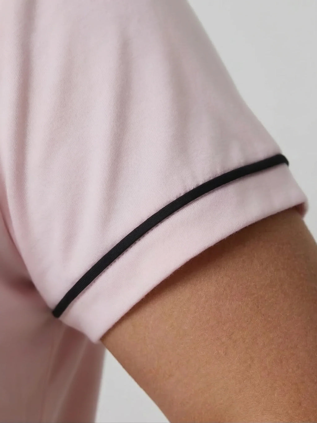 Pink Oversized Jersey Black Piping Detail Short PJ Set