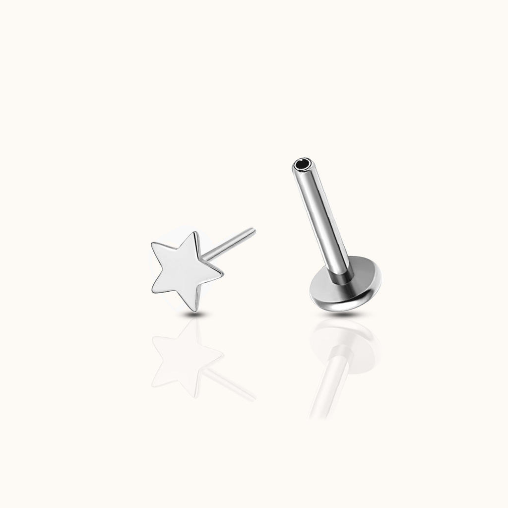 Petite Star Threadless Labret Titanium Flat Back Earring