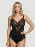Plunging Lace Bodysuit Shaping Thong