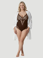 Plunging Lace Bodysuit Shaping Thong