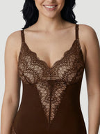 Plunging Lace Bodysuit Shaping Thong