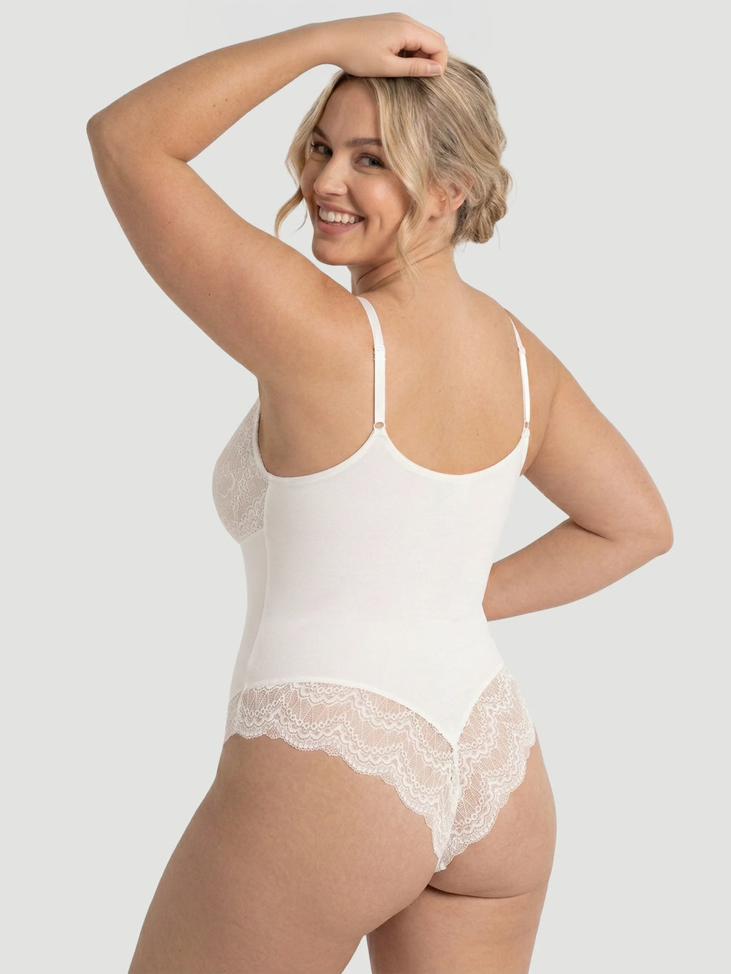Plunging Lace Bodysuit Shaping Thong
