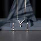 Natural Ethiopian Opal and Moissanite Teardrop Jewelry Set
