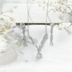 Natural Ethiopian Opal and Moissanite Teardrop Jewelry Set