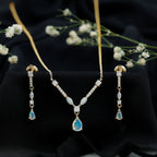 Natural Ethiopian Opal and Moissanite Teardrop Jewelry Set