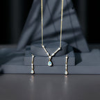 Natural Ethiopian Opal and Moissanite Teardrop Jewelry Set