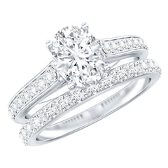 Oval Shaped 1 Carat Lab Grown Diamond Bridal Ring Set with IGI Certificate