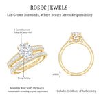 Oval Shaped 1 Carat Lab Grown Diamond Bridal Ring Set with IGI Certificate