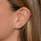 14K Solid Gold 4mm White CZ Threadless Labret Flat Back Earring
