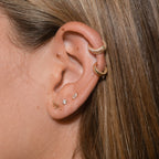 14K Solid Gold 3mm White CZ Threadless Labret Flat Back Earring