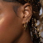 Dinosaur CZ Dangle Hoop Earrings