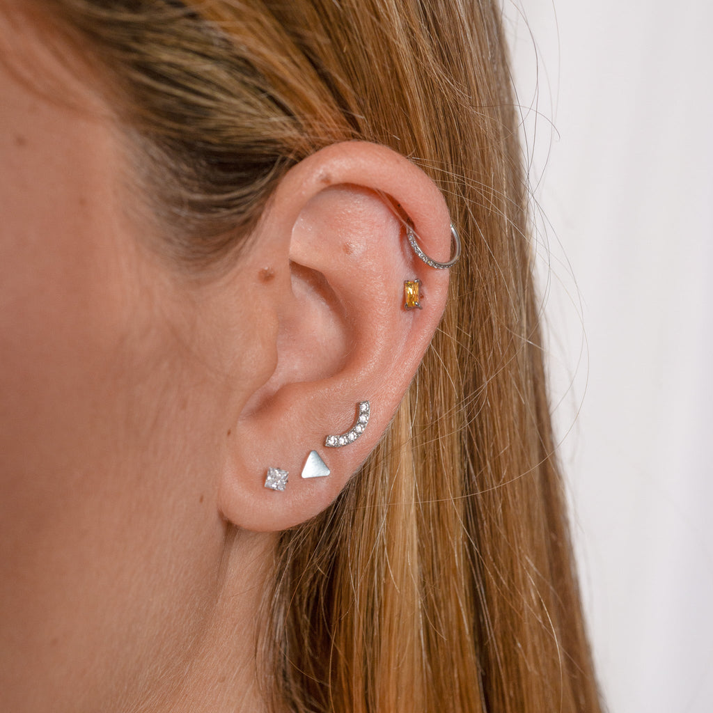 Classic CZ Clicker 8mm Titanium Hinged Hoop Earring