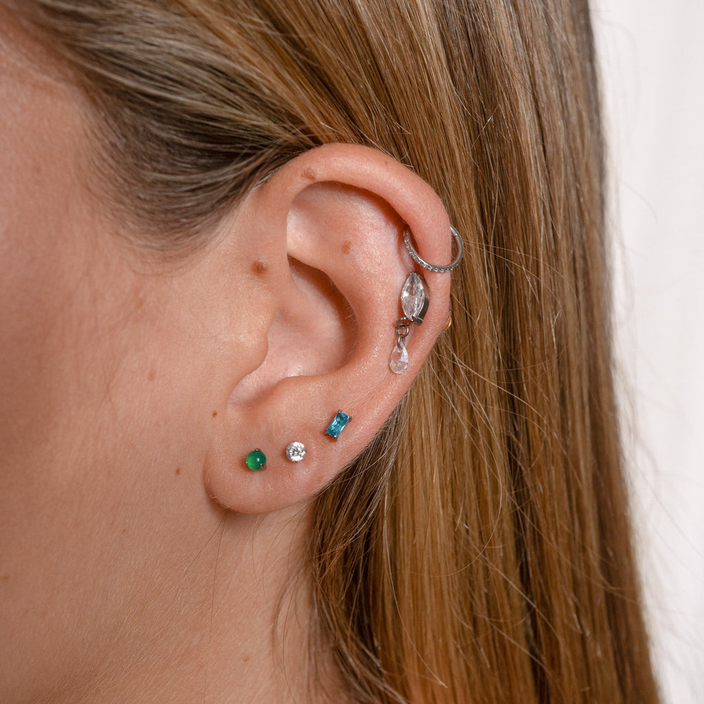 Classic CZ Clicker 8mm Titanium PVD Gold Hinged Hoop Earring