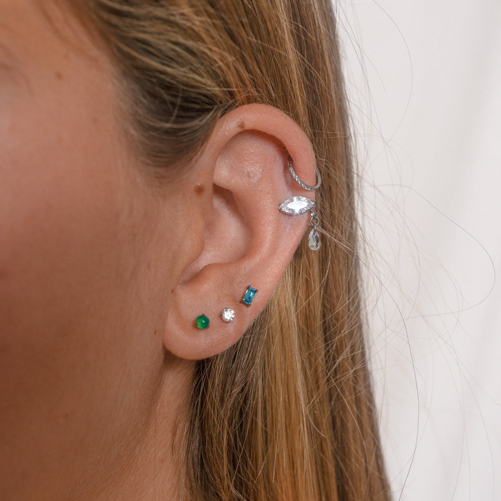 Classic CZ Clicker 8mm Titanium PVD Gold Hinged Hoop Earring