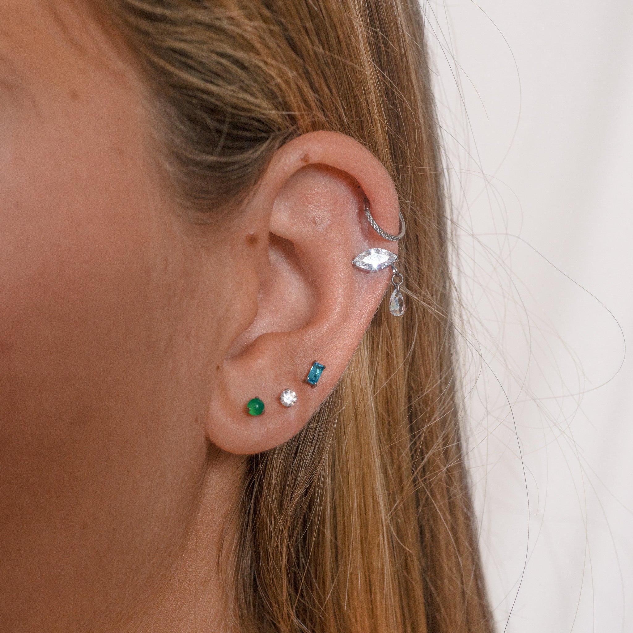 Classic CZ Clicker 8mm Titanium PVD Gold Hinged Hoop Earring