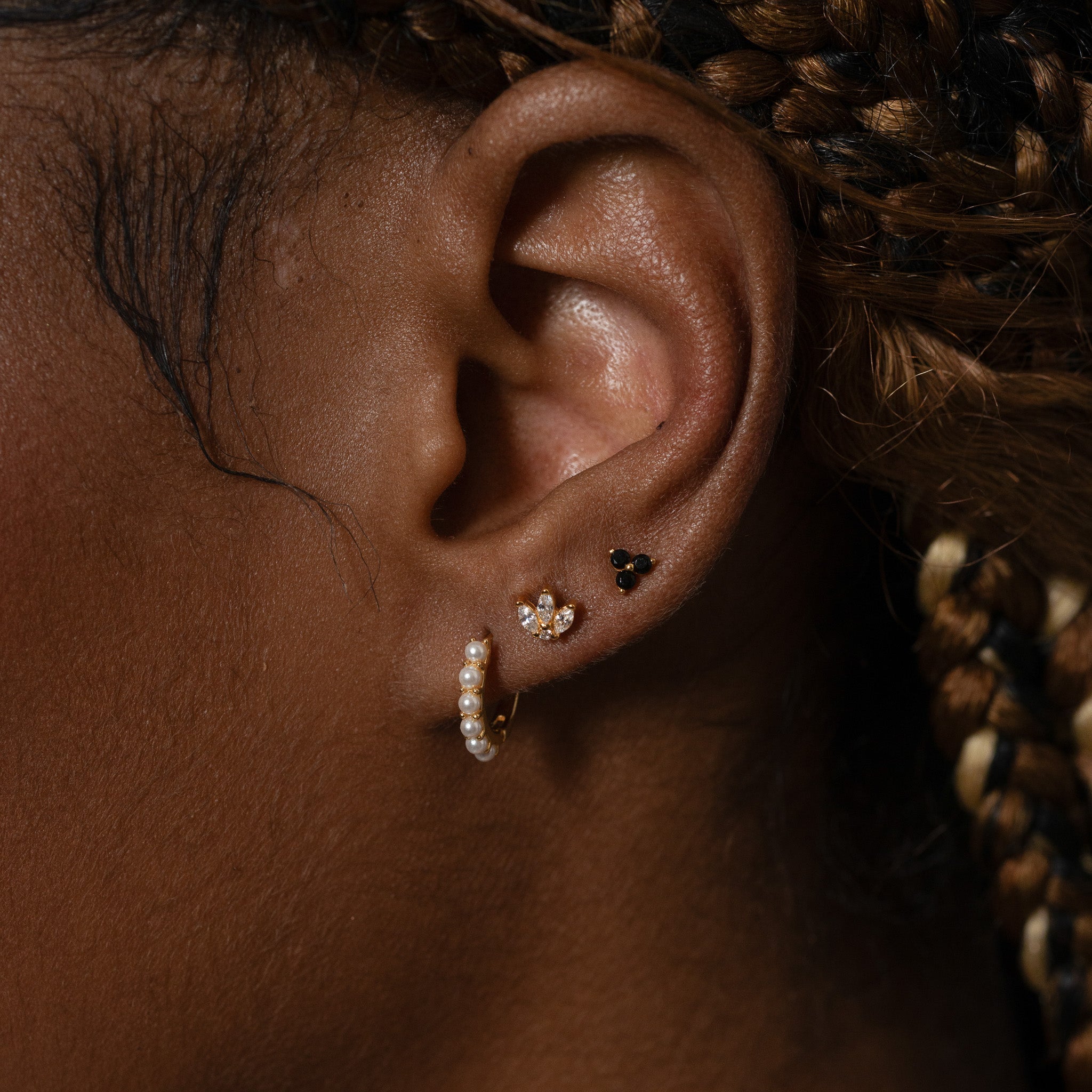 Natural Pearl Embellished Hoop Earrings