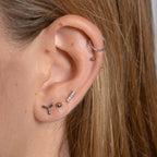 CZ Bar Threadless Labret Titanium Flat Back Earring